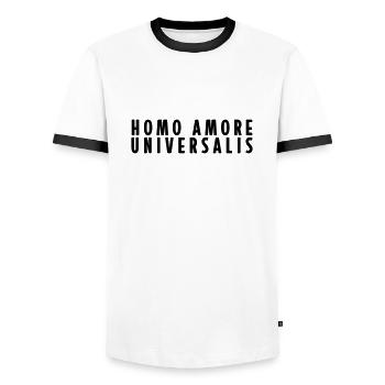 Homo Amore Universalis - Men's Ringer Shirt - white/black - Front - AI Model Female 172 light (172cm) & AI Model Male 178 dark (178cm)