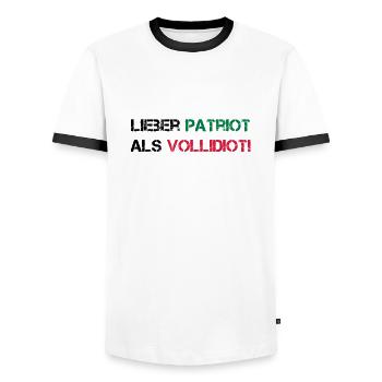 Lieber Patriot als Vollidiot! - Männer Kontrast-T-Shirt - Weiß/Schwarz - Vorne - AI Model Female 172 light (172cm) & AI Model Male 178 dark (178cm)