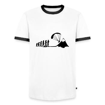 paragliding evolution - Men's Ringer Shirt - white/black - Front - AI Model Female 172 light (172cm) & AI Model Male 178 dark (178cm)