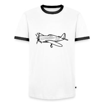flieger - Männer Kontrast-T-Shirt - Weiß/Schwarz - Vorne - AI Model Female 172 light (172cm) & AI Model Male 178 dark (178cm)