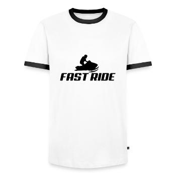 snowmobile2 - T-shirt contrasté Homme - blanc/noir - Devant - AI Model Female 172 light (172cm) & AI Model Male 178 dark (178cm)