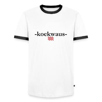 koekwaus, Brabants for fool - Men's Ringer Shirt - white/black - Front - AI Model Female 172 light (172cm) & AI Model Male 178 dark (178cm)