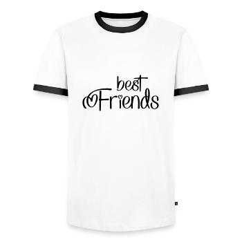 friends - Men's Ringer Shirt - white/black - Front - AI Model Female 172 light (172cm) & AI Model Male 178 dark (178cm)