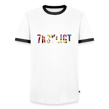 sms chat language fortifications english three 3 three - Men's Ringer Shirt - white/black - Front - AI Model Female 172 light (172cm) & AI Model Male 178 dark (178cm)