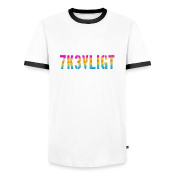 sms chat language fortifications english three 3 three - Men's Ringer Shirt - white/black - Front - AI Model Female 172 light (172cm) & AI Model Male 178 dark (178cm)