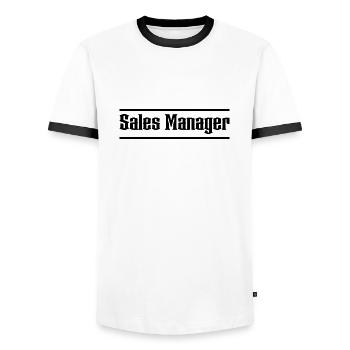 Responsable des ventes de conception - T-shirt contrasté Homme - blanc/noir - Devant - AI Model Female 172 light (172cm) & AI Model Male 178 dark (178cm)