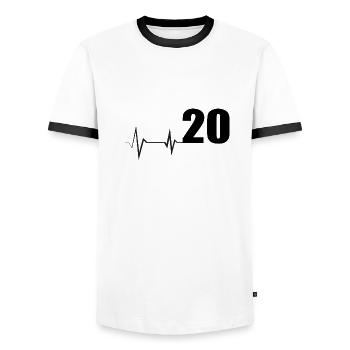 Cadeau Heartbeat 20e anniversaire - T-shirt contrasté Homme - blanc/noir - Devant - AI Model Female 172 light (172cm) & AI Model Male 178 dark (178cm)