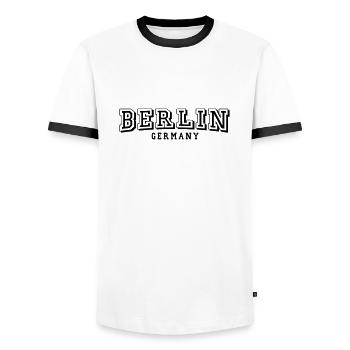 Berlin - T-shirt contrasté Homme - blanc/noir - Devant - AI Model Female 172 light (172cm) & AI Model Male 178 dark (178cm)