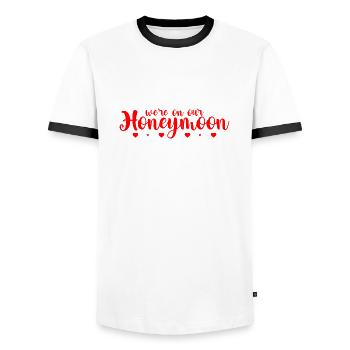 We're On Our Honeymoon - Männer Kontrast-T-Shirt - Weiß/Schwarz - Vorne - AI Model Female 172 light (172cm) & AI Model Male 178 dark (178cm)