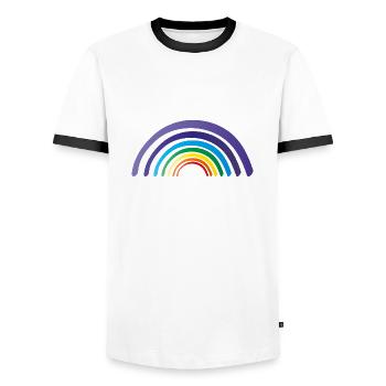 rainbow chakren - Männer Kontrast-T-Shirt - Weiß/Schwarz - Vorne - AI Model Female 172 light (172cm) & AI Model Male 178 dark (178cm)