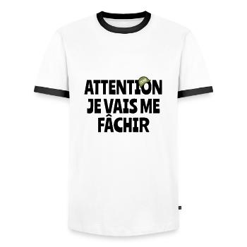 Attention j’vais me fâchir - T-shirt contrasté Homme - blanc/noir - Devant - AI Model Female 172 light (172cm) & AI Model Male 178 dark (178cm)
