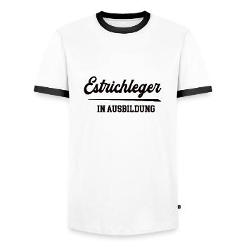 Estrichleger in Ausbildung Estrichlegerausbildung - Männer Kontrast-T-Shirt - Weiß/Schwarz - Vorne - AI Model Female 172 light (172cm) & AI Model Male 178 dark (178cm)
