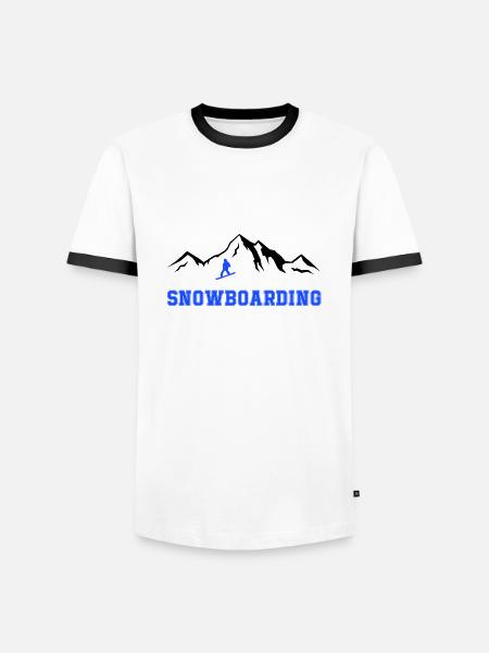 Snowboarding - Männer Kontrast-T-Shirt - Weiß/Schwarz