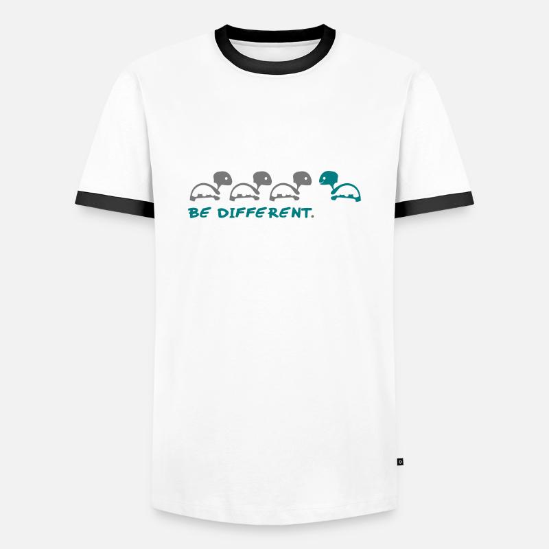be different Schildkröten - Männer Kontrast-T-Shirt - Weiß/Schwarz