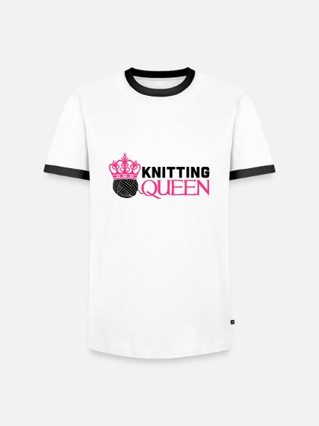Knitting queen - Männer Kontrast-T-Shirt - Weiß/Schwarz