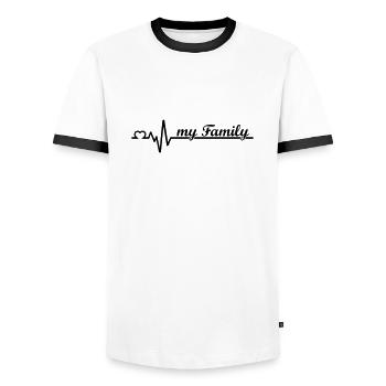 J'aime ma famille, parents frère soeur - T-shirt contrasté Homme - blanc/noir - Devant - AI Model Female 172 light (172cm) & AI Model Male 178 dark (178cm)
