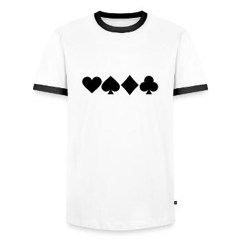 Kartendeck - Männer Kontrast-T-Shirt - Weiß/Schwarz - Vorne - AI Model Female 172 light (172cm) & AI Model Male 178 dark (178cm)