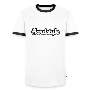 Hardstyle__V051 - Men's Ringer Shirt - white/black - Front - AI Model Female 172 light (172cm) & AI Model Male 178 dark (178cm)