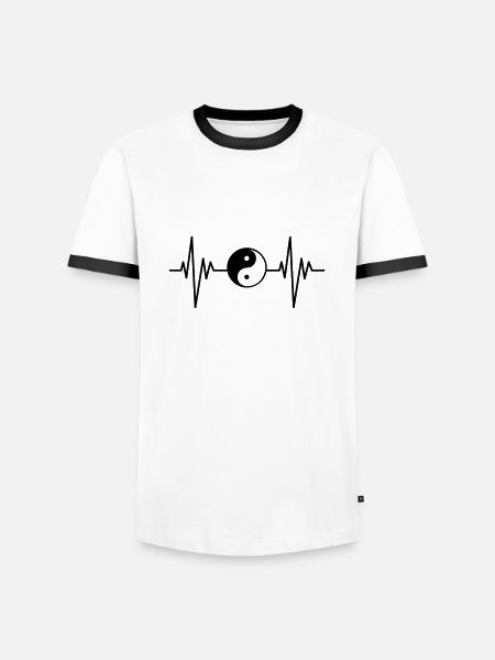 Ying Yang Pulse - Men's Ringer Shirt - white/black