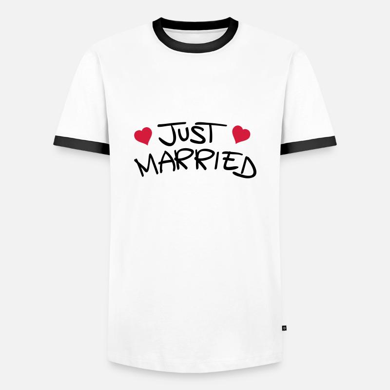 just_married_1__f2 - Männer Kontrast-T-Shirt - Weiß/Schwarz