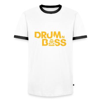 Drum n Bass - Men's Ringer Shirt - white/black - Front - AI Model Female 172 light (172cm) & AI Model Male 178 dark (178cm)