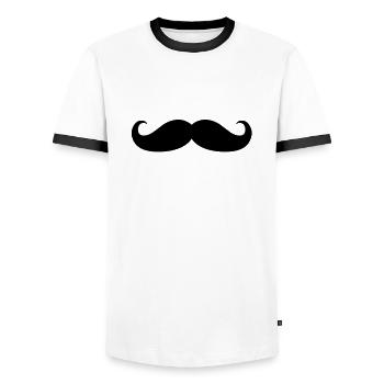 Moustache 1 - T-shirt contrasté Homme - blanc/noir - Devant - AI Model Female 172 light (172cm) & AI Model Male 178 dark (178cm)