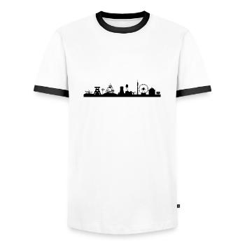 Skyline Auf Kohle geboren - Männer Kontrast-T-Shirt - Weiß/Schwarz - Vorne - AI Model Female 172 light (172cm) & AI Model Male 178 dark (178cm)