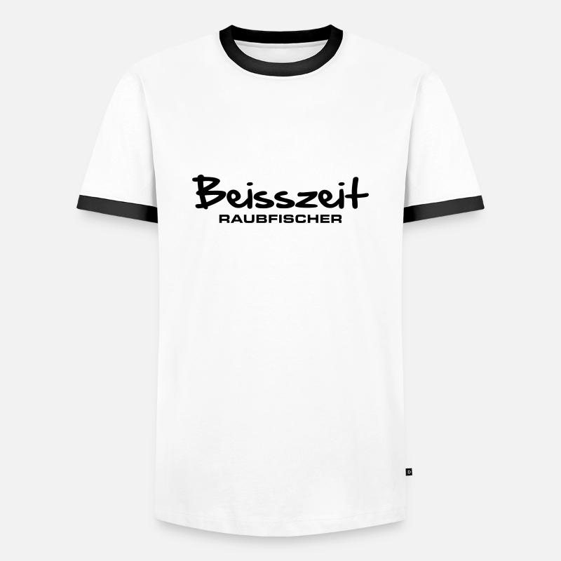 beisszeit_raubfischer - Männer Kontrast-T-Shirt - Weiß/Schwarz
