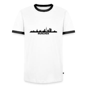 Skyline München - Männer Kontrast-T-Shirt - Weiß/Schwarz - Vorne - AI Model Female 172 light (172cm) & AI Model Male 178 dark (178cm)