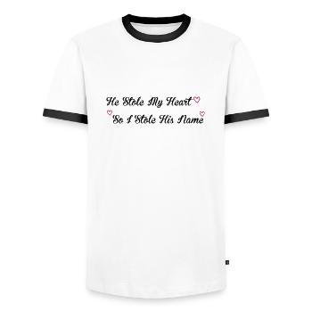 Stole My Heart - T-shirt contrasté Homme - blanc/noir - Devant - AI Model Female 172 light (172cm) & AI Model Male 178 dark (178cm)