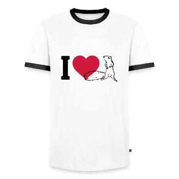 I love Squirrels - Men's Ringer Shirt - white/black - Front - AI Model Female 172 light (172cm) & AI Model Male 178 dark (178cm)