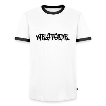 westside - Männer Kontrast-T-Shirt - Weiß/Schwarz - Vorne - AI Model Female 172 light (172cm) & AI Model Male 178 dark (178cm)