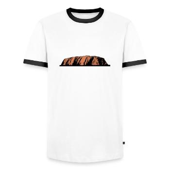 Ayers Rock - Australia - Männer Kontrast-T-Shirt - Weiß/Schwarz - Vorne - AI Model Female 172 light (172cm) & AI Model Male 178 dark (178cm)