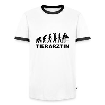 Tierärztin - Männer Kontrast-T-Shirt - Weiß/Schwarz - Vorne - AI Model Female 172 light (172cm) & AI Model Male 178 dark (178cm)