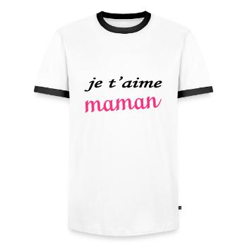 Je t'aime maman - Männer Kontrast-T-Shirt - Weiß/Schwarz - Vorne - AI Model Female 172 light (172cm) & AI Model Male 178 dark (178cm)
