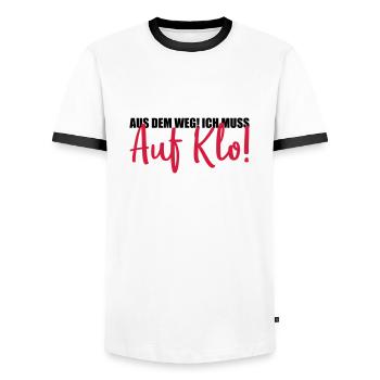 aus dem weg auf klo - Männer Kontrast-T-Shirt - Weiß/Schwarz - Vorne - AI Model Female 172 light (172cm) & AI Model Male 178 dark (178cm)