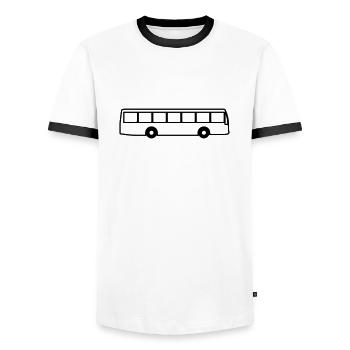bus - Männer Kontrast-T-Shirt - Weiß/Schwarz - Vorne - AI Model Female 172 light (172cm) & AI Model Male 178 dark (178cm)