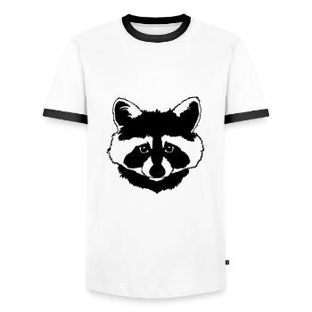 Raccoon head black and white - Men's Ringer Shirt - white/black - Front - AI Model Female 172 light (172cm) & AI Model Male 178 dark (178cm)