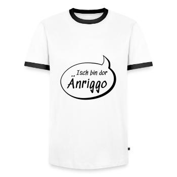 Isch bin dor Änriggo Enrico auf sächsisch lustig - Männer Kontrast-T-Shirt - Weiß/Schwarz - Vorne - AI Model Female 172 light (172cm) & AI Model Male 178 dark (178cm)