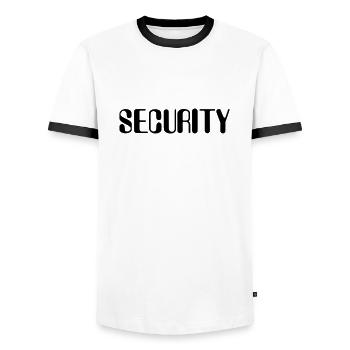 Sécurité - Security - Men's Ringer Shirt - white/black - Front - AI Model Female 172 light (172cm) & AI Model Male 178 dark (178cm)