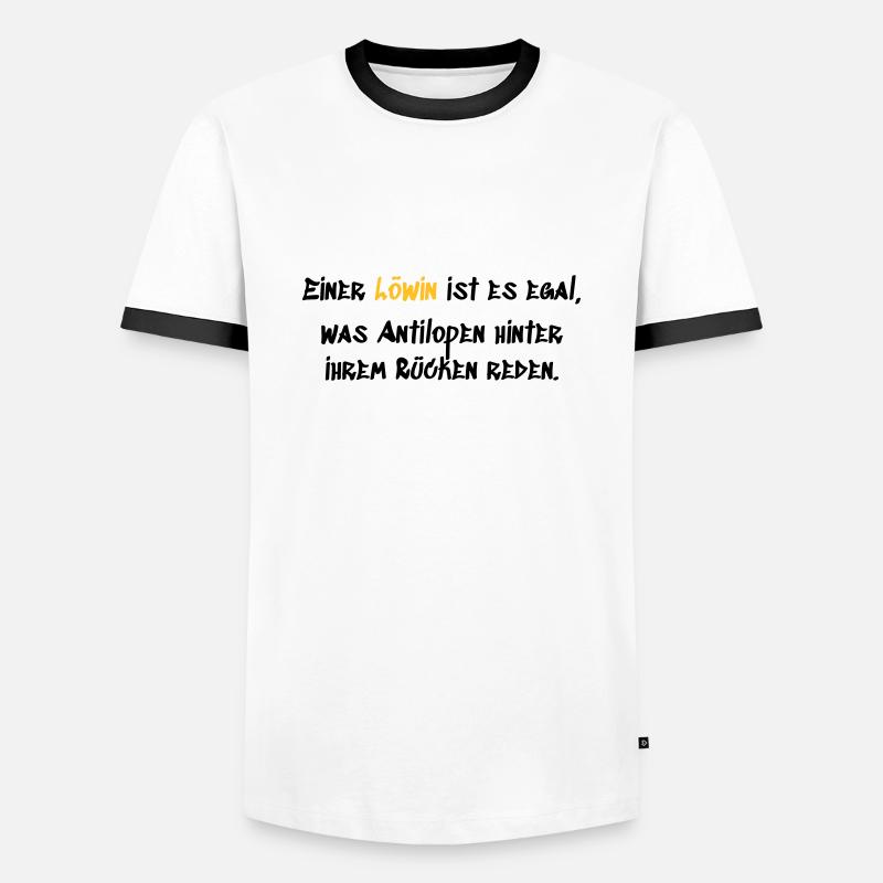 Einer Löwin - Männer Kontrast-T-Shirt - Weiß/Schwarz