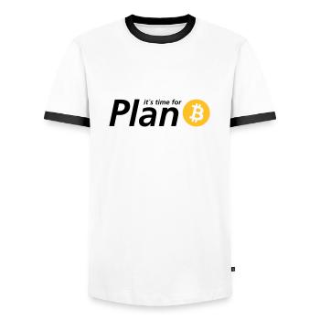 Time for plan B - T-shirt contrasté Homme - blanc/noir - Devant - AI Model Female 172 light (172cm) & AI Model Male 178 dark (178cm)