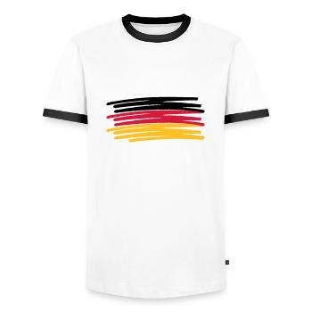 Germany Colors Pen Painted Flag - Men's Ringer Shirt - white/black - Front - AI Model Female 172 light (172cm) & AI Model Male 178 dark (178cm)