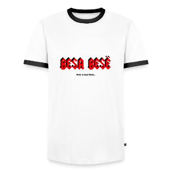 Besa Besë - Männer Kontrast-T-Shirt - Weiß/Schwarz - Vorne - AI Model Female 172 light (172cm) & AI Model Male 178 dark (178cm)