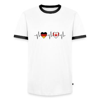 Canada pulse flag Canadian gift - Men's Ringer Shirt - white/black - Front - AI Model Female 172 light (172cm) & AI Model Male 178 dark (178cm)