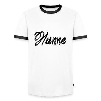 Hanne - Men's Ringer Shirt - white/black - Front - AI Model Female 172 light (172cm) & AI Model Male 178 dark (178cm)