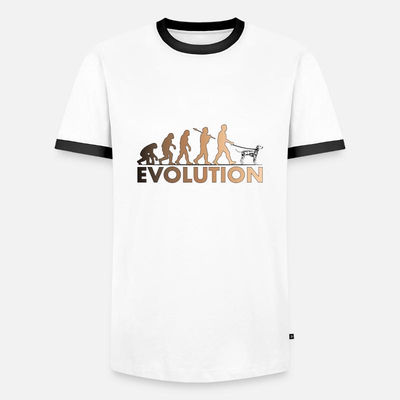 Dalmatiner Evolution Brown - Männer Kontrast-T-Shirt - Weiß/Schwarz