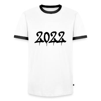 2022 - Männer Kontrast-T-Shirt - Weiß/Schwarz - Vorne - AI Model Female 172 light (172cm) & AI Model Male 178 dark (178cm)