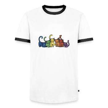 Rainbow Cats - Men's Ringer Shirt - white/black - Front - AI Model Female 172 light (172cm) & AI Model Male 178 dark (178cm)