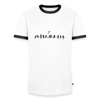 Bird - Men's Ringer Shirt - white/black - Front - AI Model Female 172 light (172cm) & AI Model Male 178 dark (178cm)
